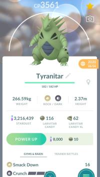 HIGH CP TYRANITAR + LEGACY SMACK DOWN ||| Larvitar Evolution - Pokemon Go Services