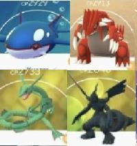 Choose 1: Latias Latios Kyogre Groudon Rayquaza Xerneas Yveltal Uxie Mesprit Azelf Dialga Palkia Reshiram Zekrom Heatran Cresselia Altered giratina