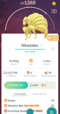 SPOOKY FESTIVAL NINETALES + 3 MOVES UNLOCKED + LEGACY EMBER ||| Vulpix Evolution - Pokemon Go Services