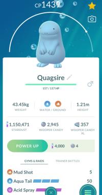 QUAGSIRE + 3 MOVES UNLOCKED + LEGACY AQUA TAIL ||| Wooper Evolution - Pokemon Go Services