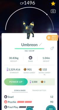 UMBREON + 3 MOVES UNLOCKED + LEGACY PSYCHIC ||| Eevee Evolution - Pokemon Go Services