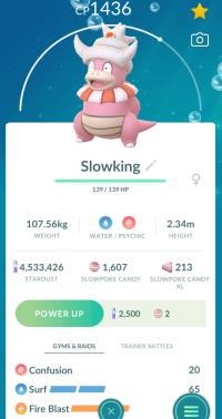SLOWKING + 3 MOVES UNLOCKED + LEGACY SURF ||| Slowpoke Evolution - Pokemon Go Services