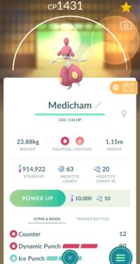 LEVEL 40 MEDICHAM + 3 MOVES UNLOCKED ||| Meditite Evolution - Pokemon Go Services