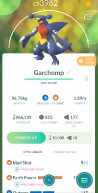 LEVEL 40 GARCHOMP + 3 MOVES UNLOCKED + LEGACY EARTH POWER ||| Gible Evolution - Pokemon Go Services