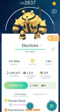 HIGH CP ELECTIVIRE + LEGACY FLAMETHROWER ||| Electabuzz Evolution - Pokemon Go Services
