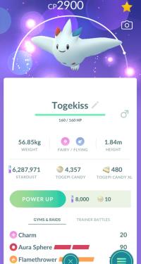 HIGH CP TOGEKISS + 3 MOVES UNLOCKED + LEGACY AURA SPHERE ||| Togepi Evolution - Pokemon Go Services