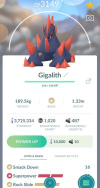 LEVEL 40 GIGALITH + 3 MOVES UNLOCKED ||| Roggenrola Evolution - Pokemon Go Services
