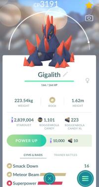 LEVEL 40 GIGALITH + 3 MOVES UNLOCKED + LEGACY METEOR BEAM ||| Roggenrola Evolution - Pokemon Go Services