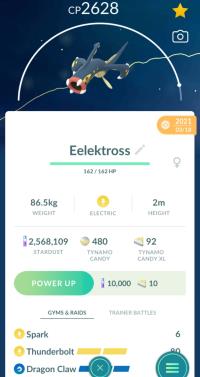 LEVEL 40 EELEKTROSS + 3 MOVES UNLOCKED ||| Tynamo Evolution - Pokemon Go Services