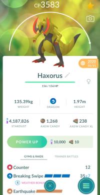 LEVEL 40 HAXORUS + 3 MOVES UNLOCKED + LEGACY BREAKING SWIPE ||| Axew Evolution - Pokemon Go Services