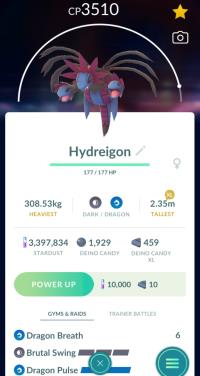 LEVEL 40 HYDREIGON + 3 MOVES UNLOCKED + LEGACY BRUTAL SWING ||| Deino Evolution - Pokemon Go Services