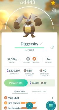 LEVEL 40 DIGGERSBY + 3 MOVES UNLOCKED ||| Bunnelby Evolution - Pokemon Go Services