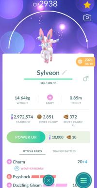 LEVEL 40 SYLVEON + 3 MOVES UNLOCKED + LEGACY PSYSHOCK ||| Eevee Evolution - Pokemon Go Services