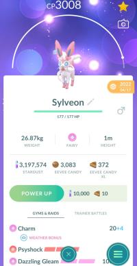LEVEL 40 FLOWER CROWN SYLVEON + 3 MOVES UNLOCKED + LEGACY PSYSHOCK ||| Eevee Evolution - Pokemon Go Services
