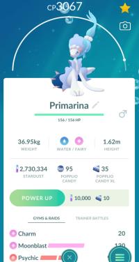 LEVEL 40 PRIMARINA + 3 MOVES UNLOCKED ||| Popplio Evolution - Pokemon Go Services