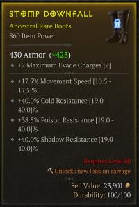 Rare Tri Resis Boots - 17.5% Movement Speed / 40% Cold Res / 40% Shadow Res / 38.5% Poison Res