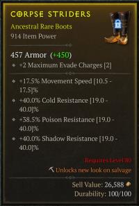 Rare Tri Resis Boots - 17.5% Movement Speed / 40% Cold Res / 40% Shadow Res / 38.5% Poison Res