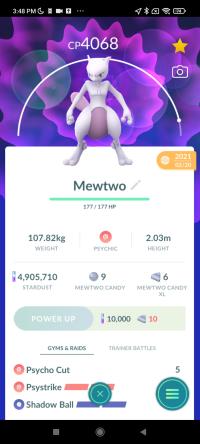 Legendary Mewtwo 4068CP 3xMoves Psystrike + Shadow Ball | Screenshot in description | Trade | TR7