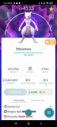 Legendary Mewtwo 4133CP 3xMoves Psystrike + Shadow Ball | Screenshot in description | Trade | TR8