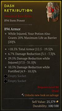 Druid Pants - 18.5% Total Armor / 6.7% Damage Reduction / 29.5% Damage Reduction while Injured / 10.5% Damage Reduction while Fortified