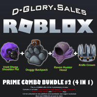 ROBLOX - Prime Bundle #2 | 4 in 1 Bundle DLC (Void Sheep, Doggy Backpack, Raven Hunter Hood, Knife Crown)