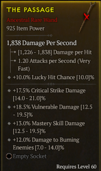 5-5-45/LVL60 Wand/+17.5%Critical Strike Damage +18.5%Vulnerable Damage +13%Mastery Skill Damage +12%Damage to BurningEnemies