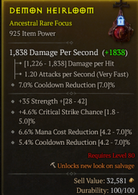 925IP Focus 4.6% Critical Strike Chance 6.6% Mana Cost Reduction 5.4% Cooldow Reduction