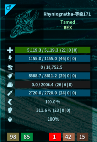 OFFICIAL PVE - BEST STAT & PRICE!! - RHYNIOGNATHA lvl171!! 100% Imprint!! HP 5119.3 STA 1155 WEIGHT 2006.4!! MELEE 311.6!!